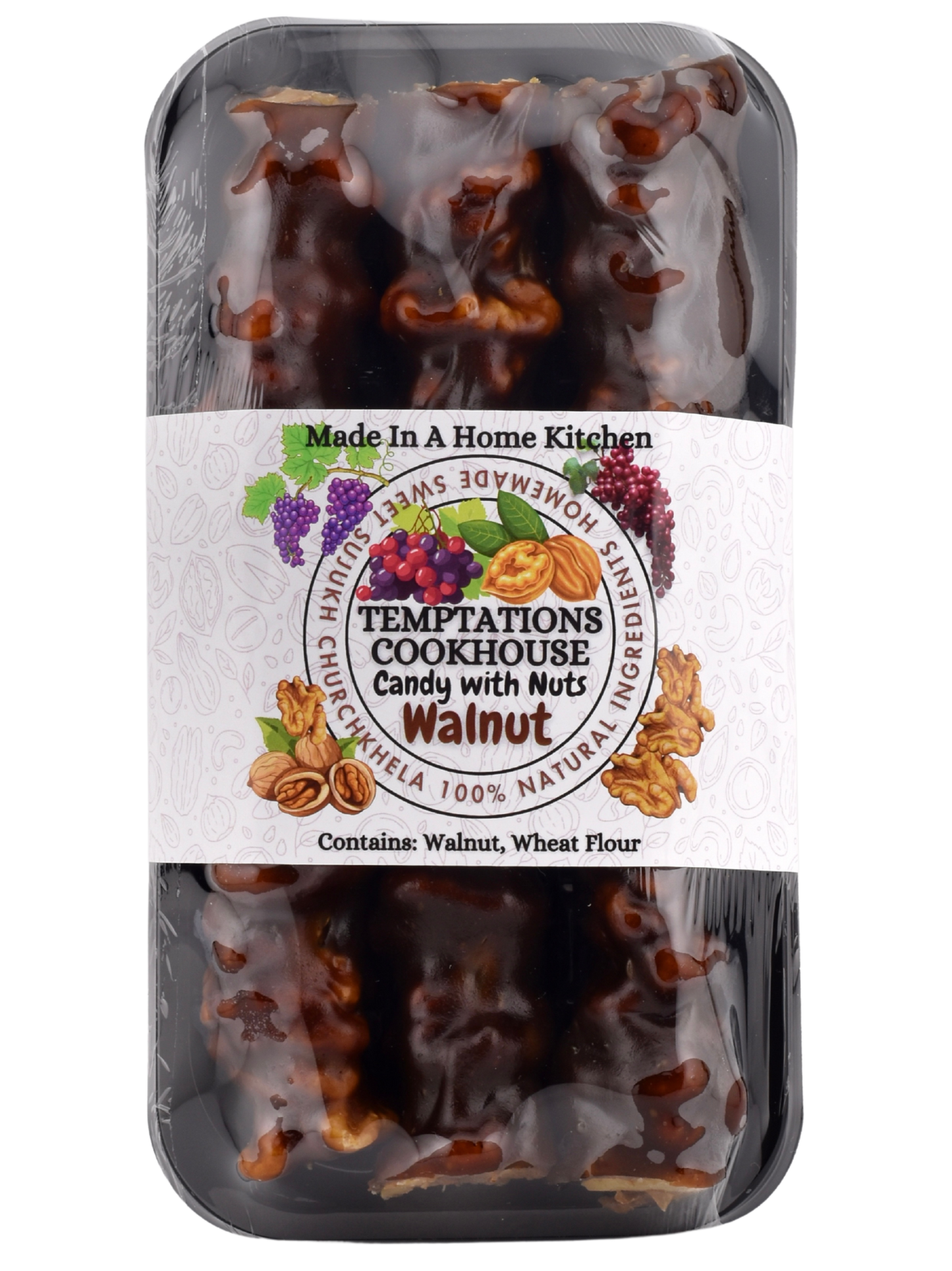 Walnut – The Classic Sweet Sujukh (Churchkhela / Cevizli Sucuk)
Looking for the original? This is the one that started it all. Our Walnut Sweet Sujukh is a true tribute to the classic Churchkhela (aka Cevizli Sucuk) — a time-honored treat with roots in Armenian, Georgian, and Middle Eastern kitchens.
Each strand is carefully hand-strung with whole walnuts, dipped in thick, rich grape molasses, and lightly sweetened with natural sugar. It’s chewy, nutty, slightly tangy, and completely addictive.
💬 Think